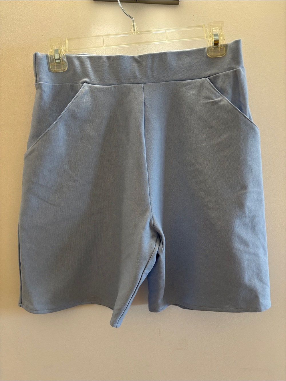 Handmade Women's High-Waist Pull-On Shorts in Pale Blue NWOT